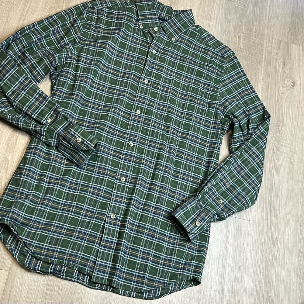 Southern Tide Classic‎ Fit Long Sleeve Button Down Green Plaid Men's Shirt Small